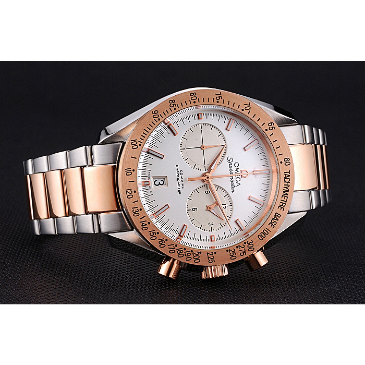 MiroTime Omega Speedmaster White Dial Gold Bezel Stainless Steel Case Two Tone Bracelet 622803