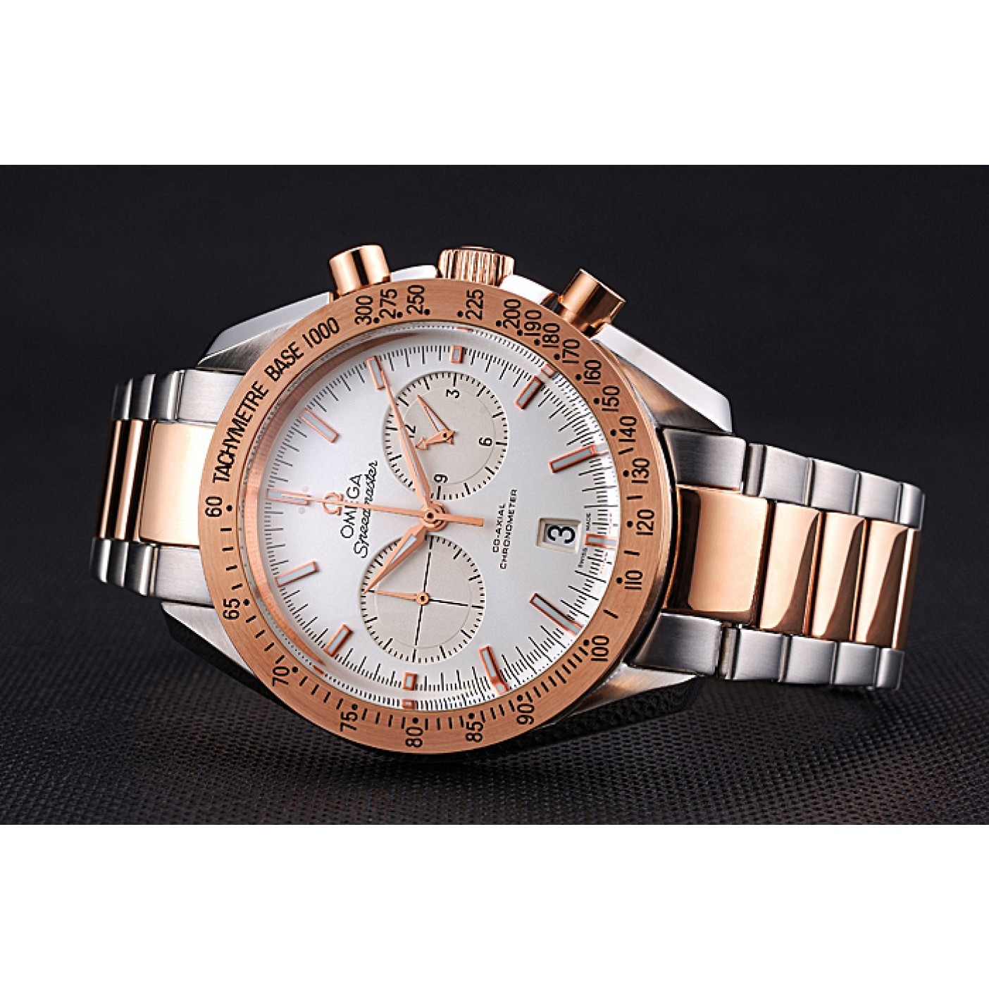 MiroTime Omega Speedmaster White Dial Gold Bezel Stainless Steel Case Two Tone Bracelet 622803