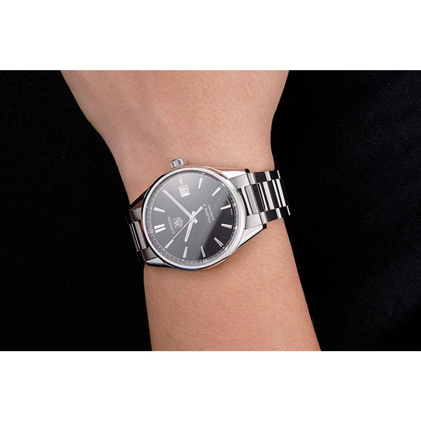 MiroTime Swiss Tag Heuer Carrera Calibre 5 Black Dial Stainless Steel Case And Bracelet