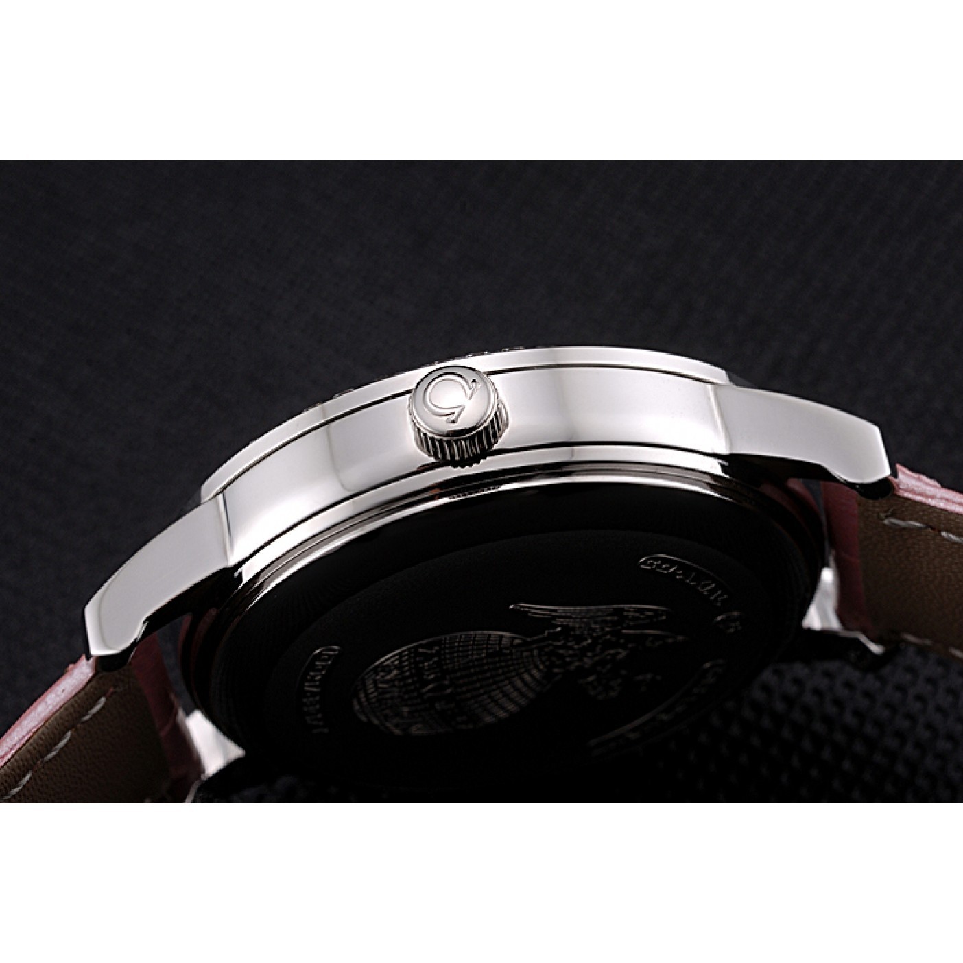 MiroTime Omega DeVille Prestige Co-Axial Diamond Silver Case Mother-Of-Pearl Dial Pink Leather Strap