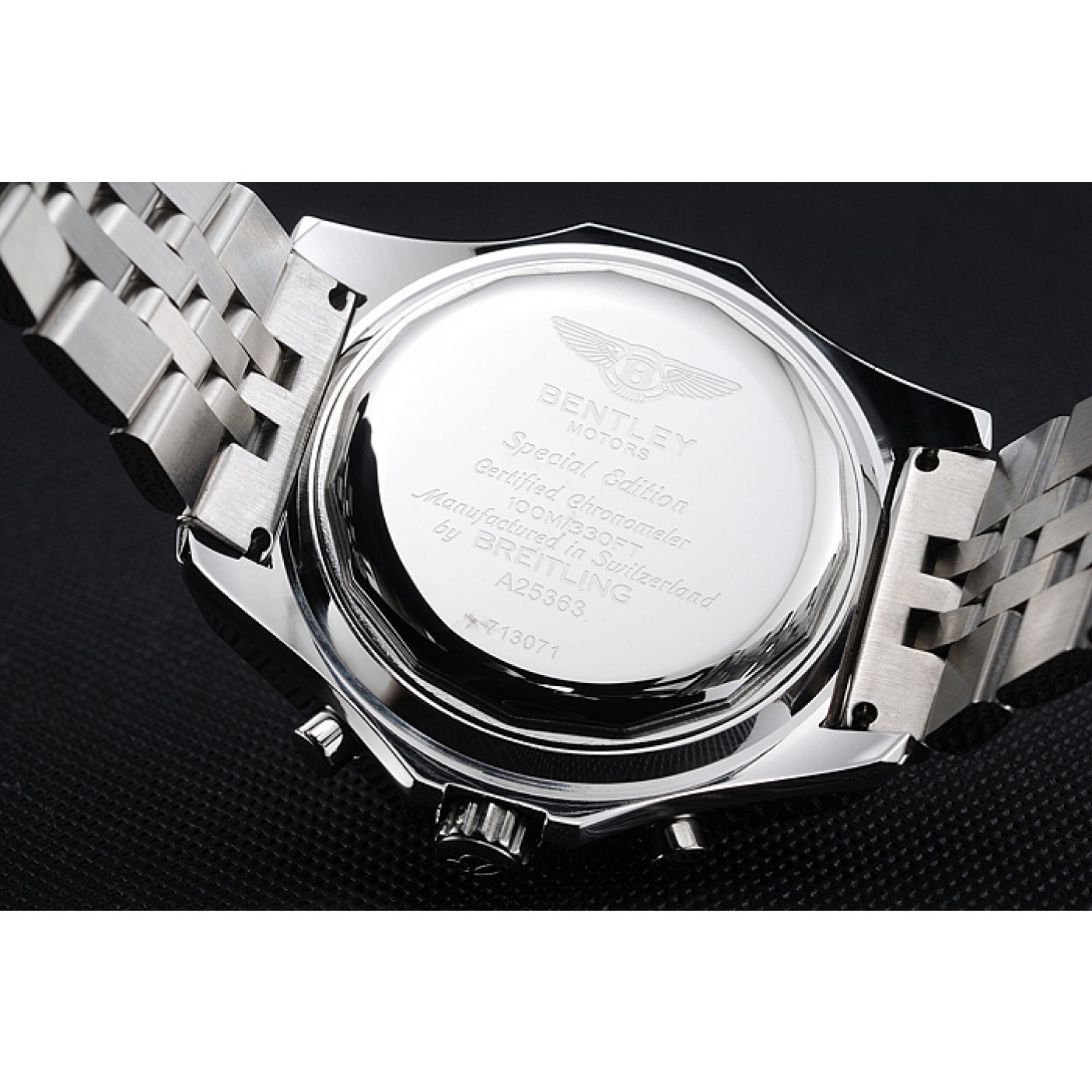MiroTime Breitling Bentley Chronograph White Dial Stainless Steel Strap