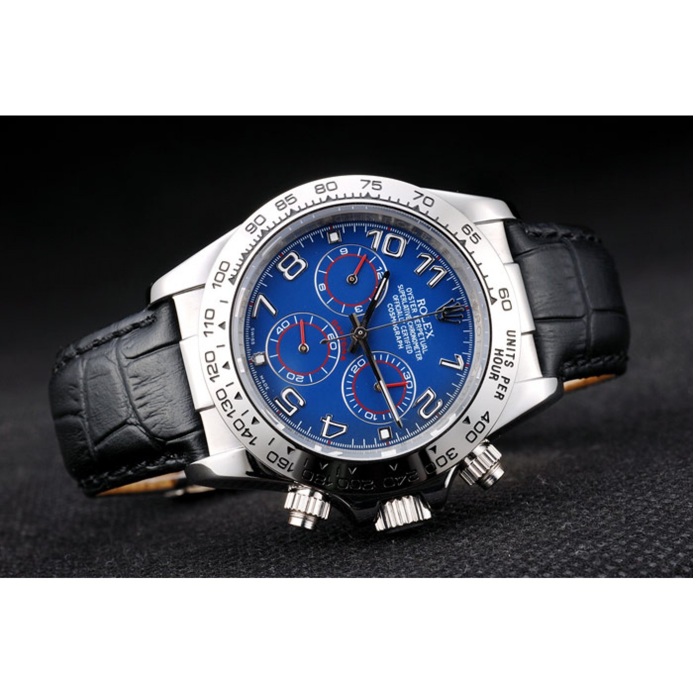 MiroTime Rolex Daytona Stainless Steel Case Blue Dial Black Leather Strap