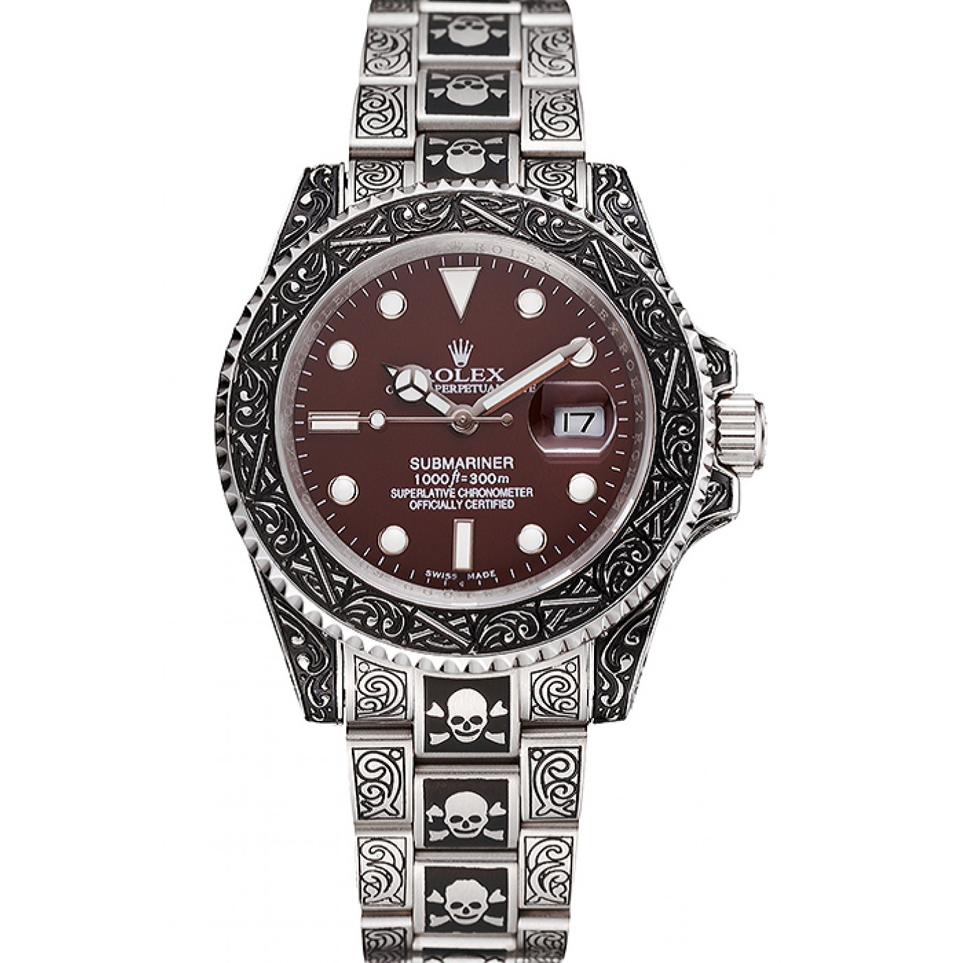 MiroTime Rolex Submariner Skull Limited Edition Brown Dial Vintage Case And Bracelet 1454078