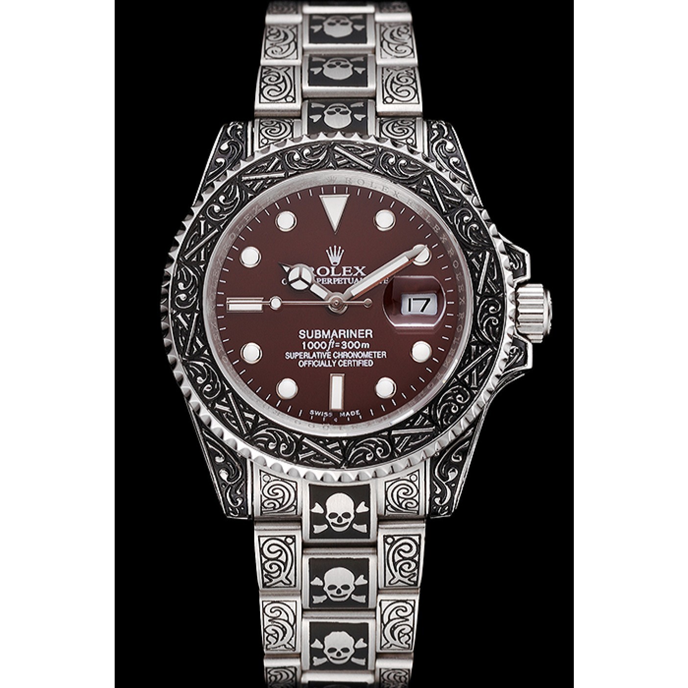 MiroTime Rolex Submariner Skull Limited Edition Brown Dial Vintage Case And Bracelet 1454078