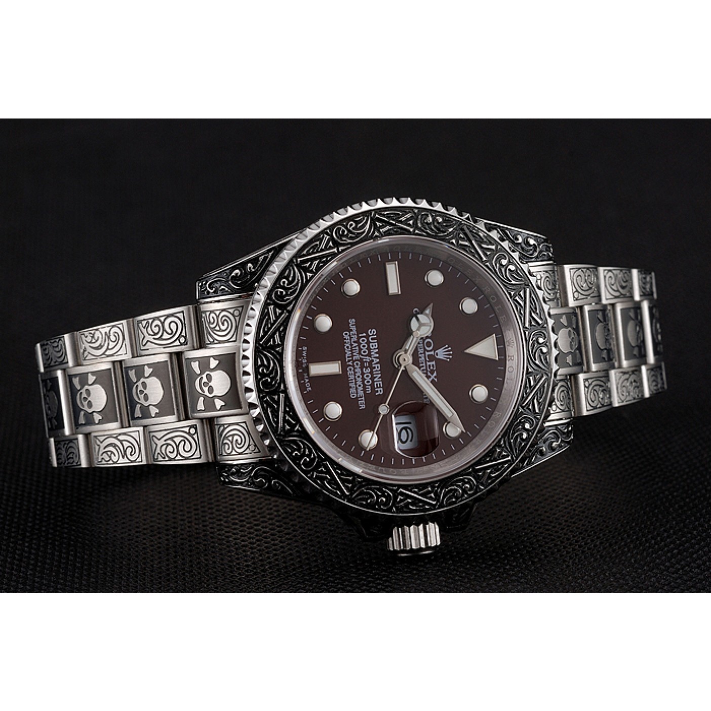 MiroTime Rolex Submariner Skull Limited Edition Brown Dial Vintage Case And Bracelet 1454078