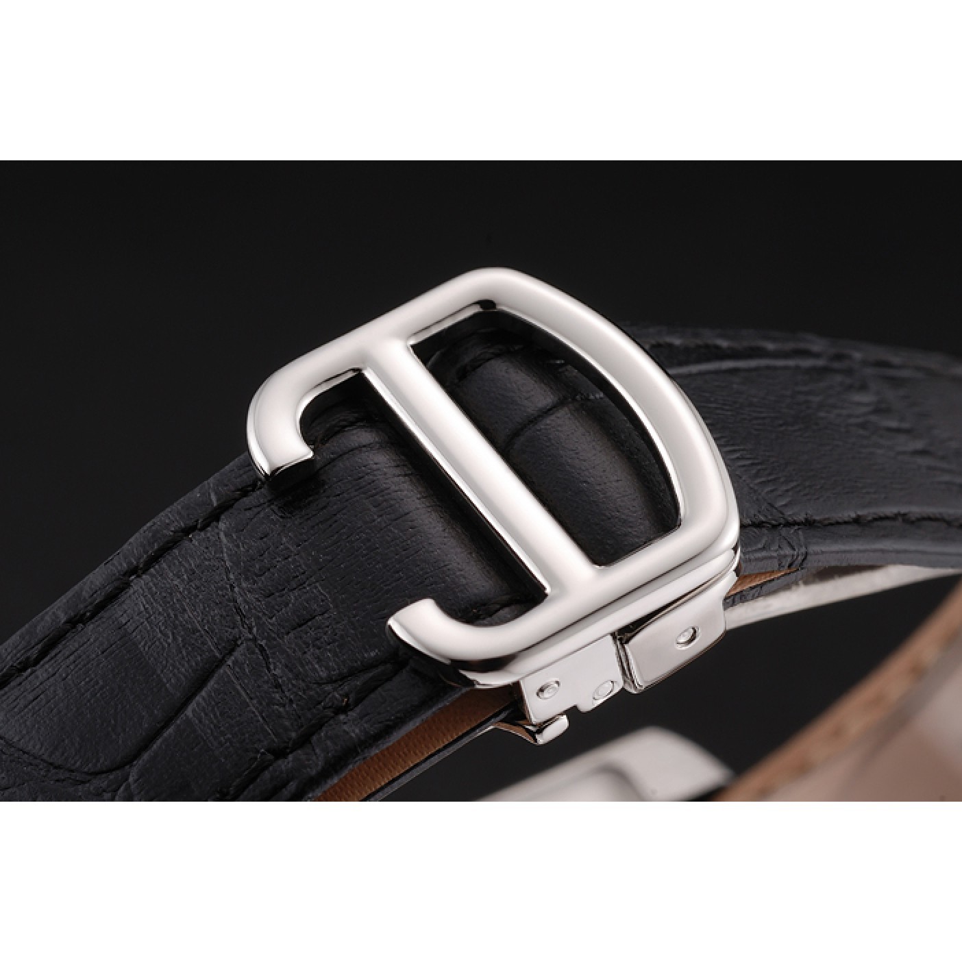 MiroTime Swiss Cartier Tank MC Black Dial Stainless Steel Case Black Leather Strap