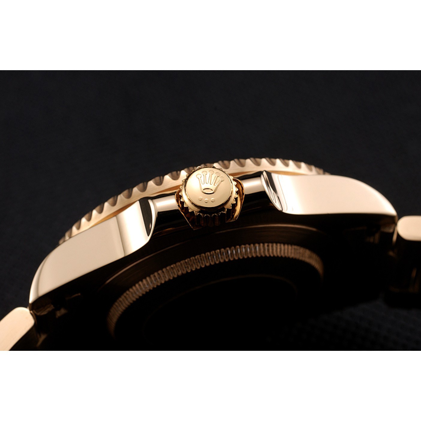 MiroTime Swiss Rolex Submariner Black Dial Black Bezel Yellow Gold Case And Bracelet
