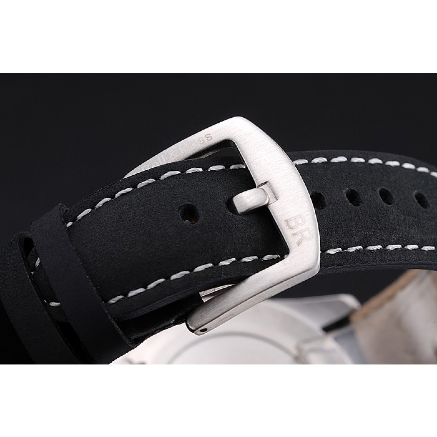 MiroTime Bell and Ross BR126 Flyback Black Dial Silver Case Black Suede Leather Strap