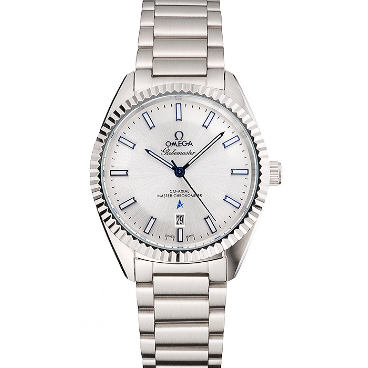 MiroTime Omega Globemaster Silver Dial Blue Hands Stainless Steel Case And Bracelet