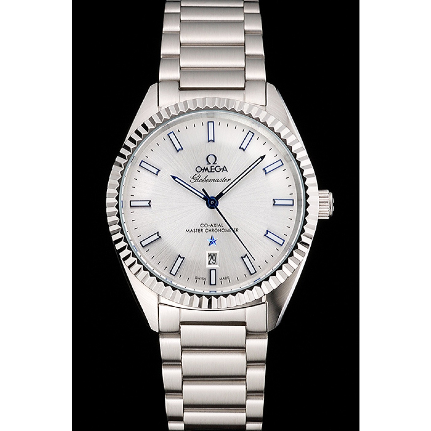 MiroTime Omega Globemaster Silver Dial Blue Hands Stainless Steel Case And Bracelet
