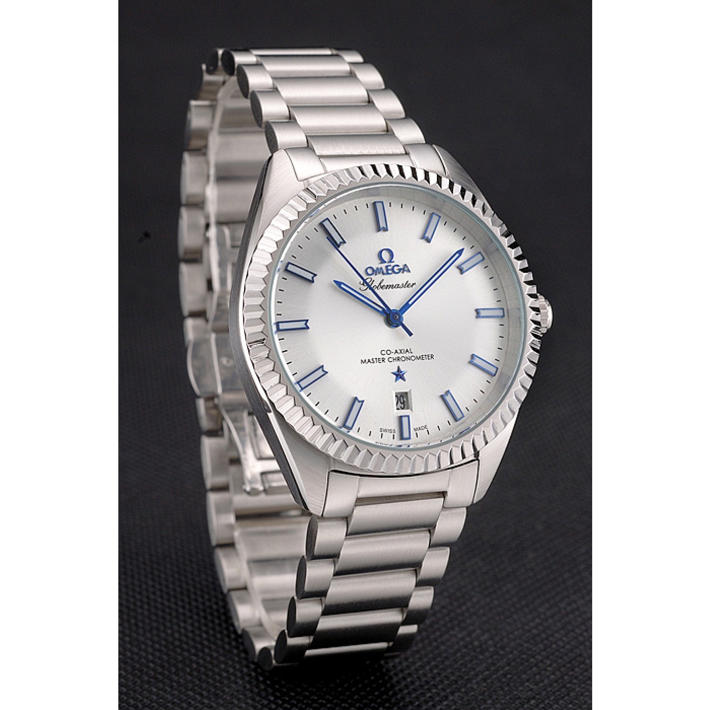 MiroTime Omega Globemaster Silver Dial Blue Hands Stainless Steel Case And Bracelet
