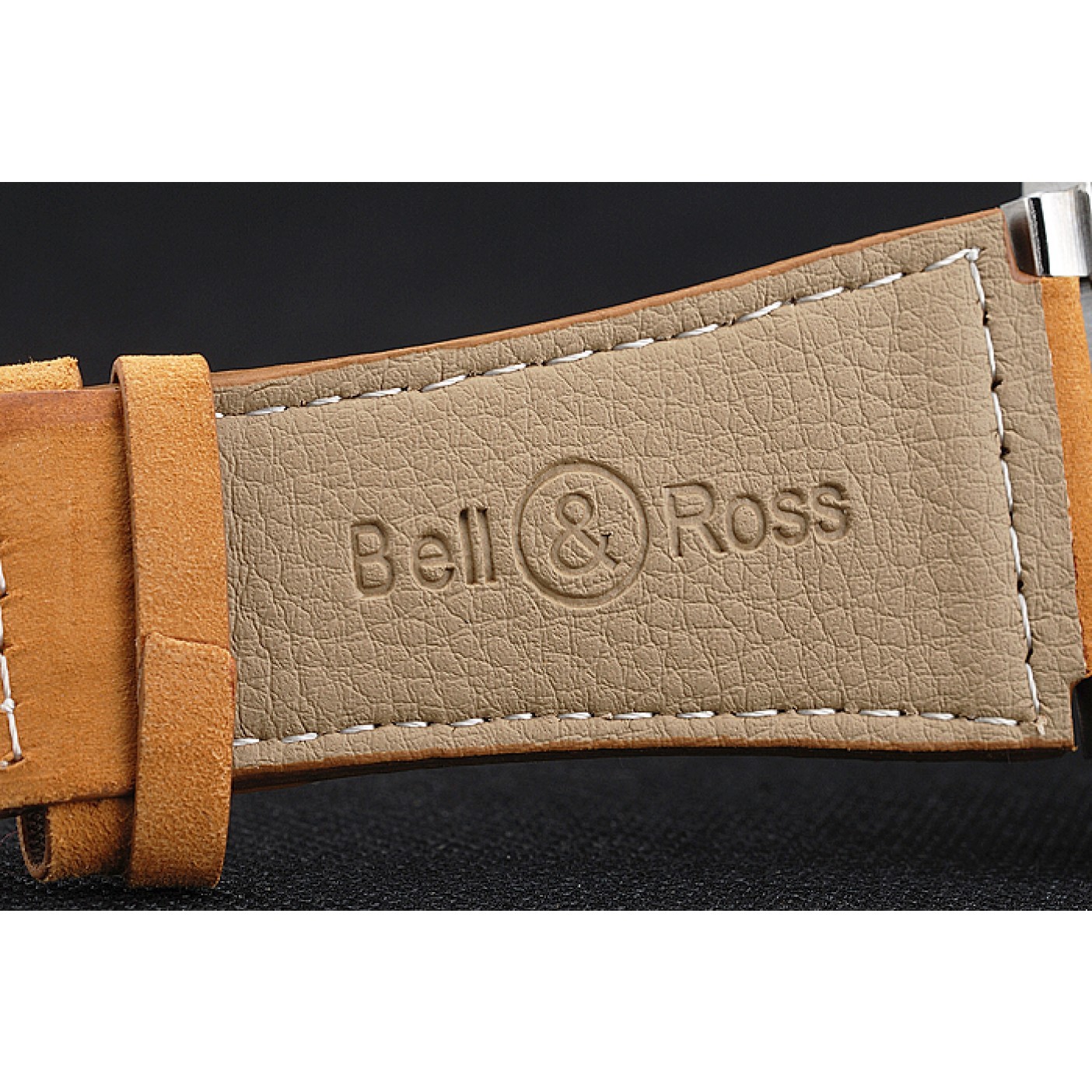 MiroTime Bell and Ross BR 01-92 Black Dial Silver Case Gold Numerals Brown Leather Strap