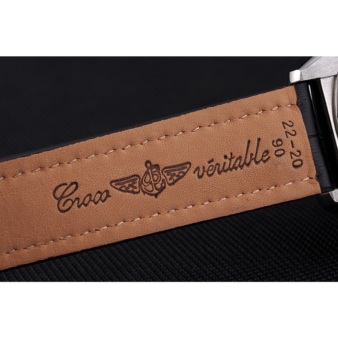 MiroTime Breitling Chronomat Frecce Tricolori Black Dial Stainless Steel Case Black Leather Strap