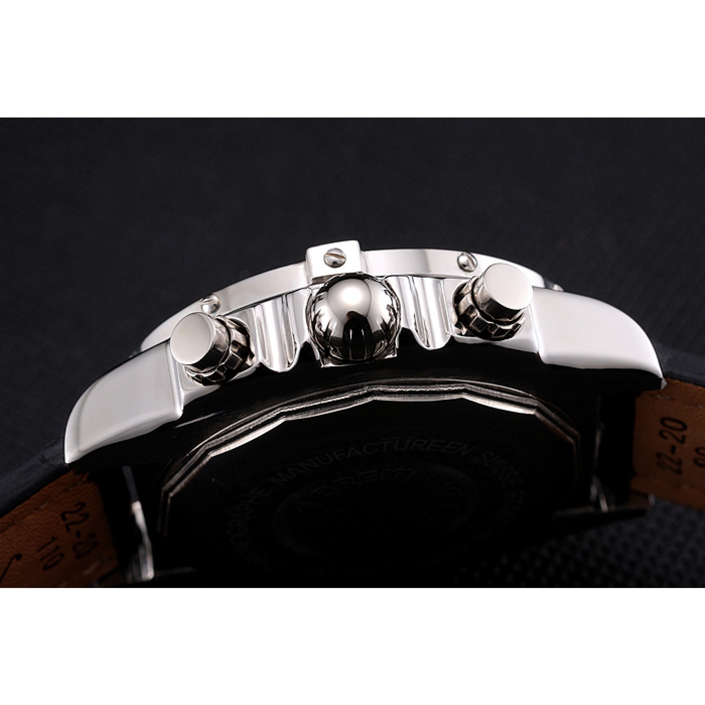 MiroTime Breitling Chronomat Frecce Tricolori Black Dial Stainless Steel Case Black Leather Strap
