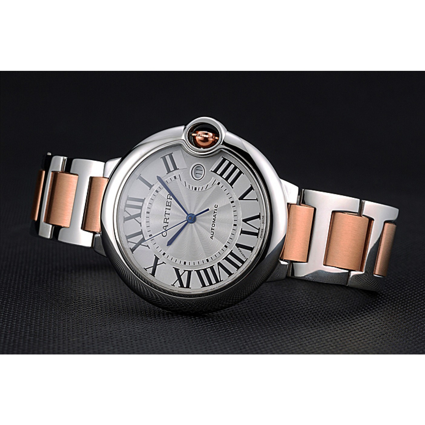 MiroTime Swiss Cartier Ballon Bleu 42mm Silver Dial Stainless Steel Case Two Tone Rose Gold Bracelet 622875