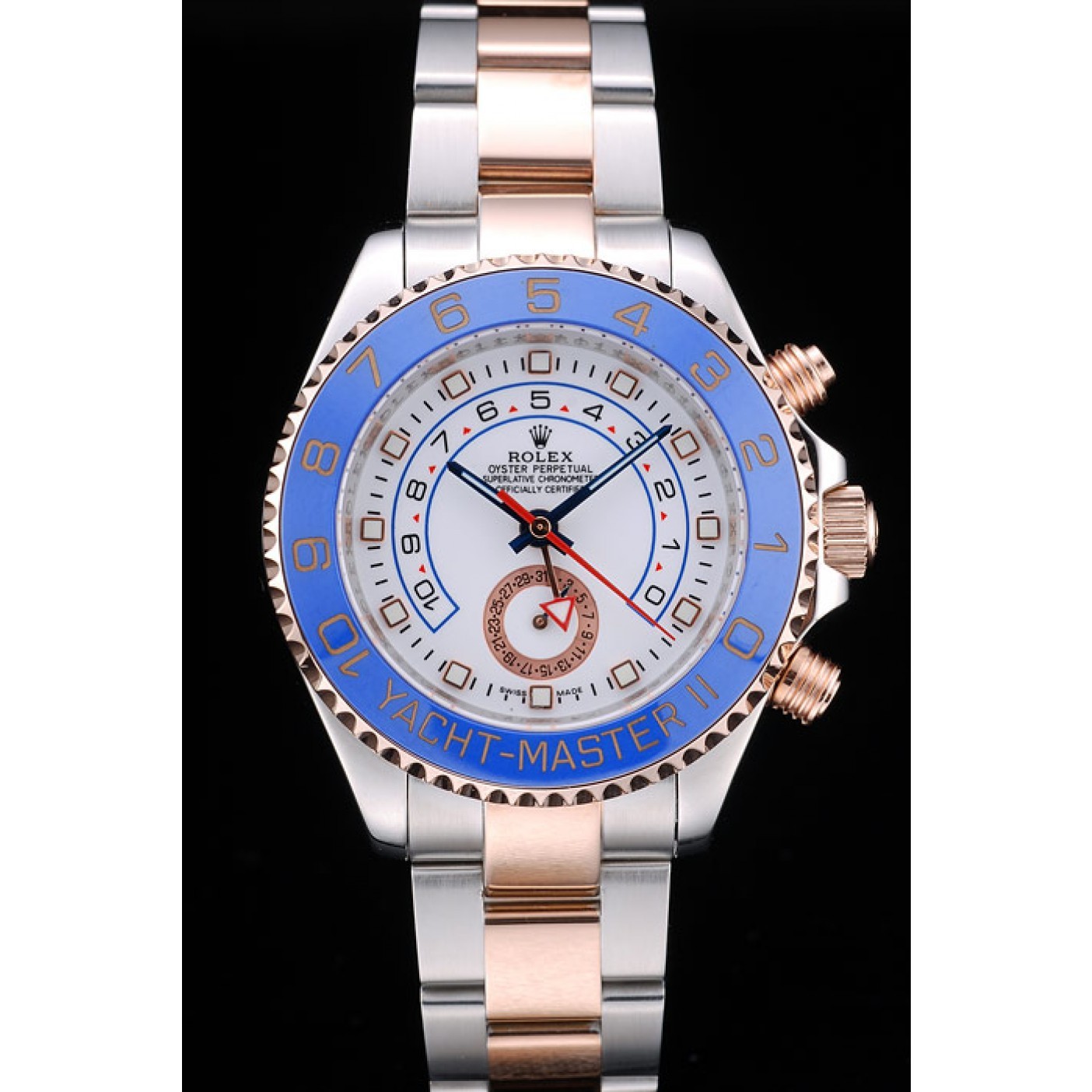 MiroTime Rolex Yachtmaster Blue Ceramic Bezel White Dial Watch
