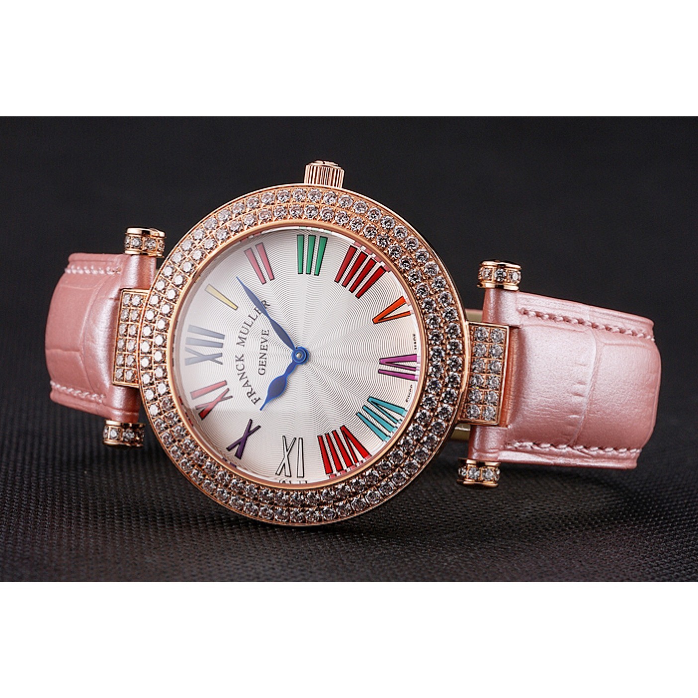MiroTime Franck Muller Double Mistery Ronde White Dial Rose Gold Case Light Pink Leather Strap