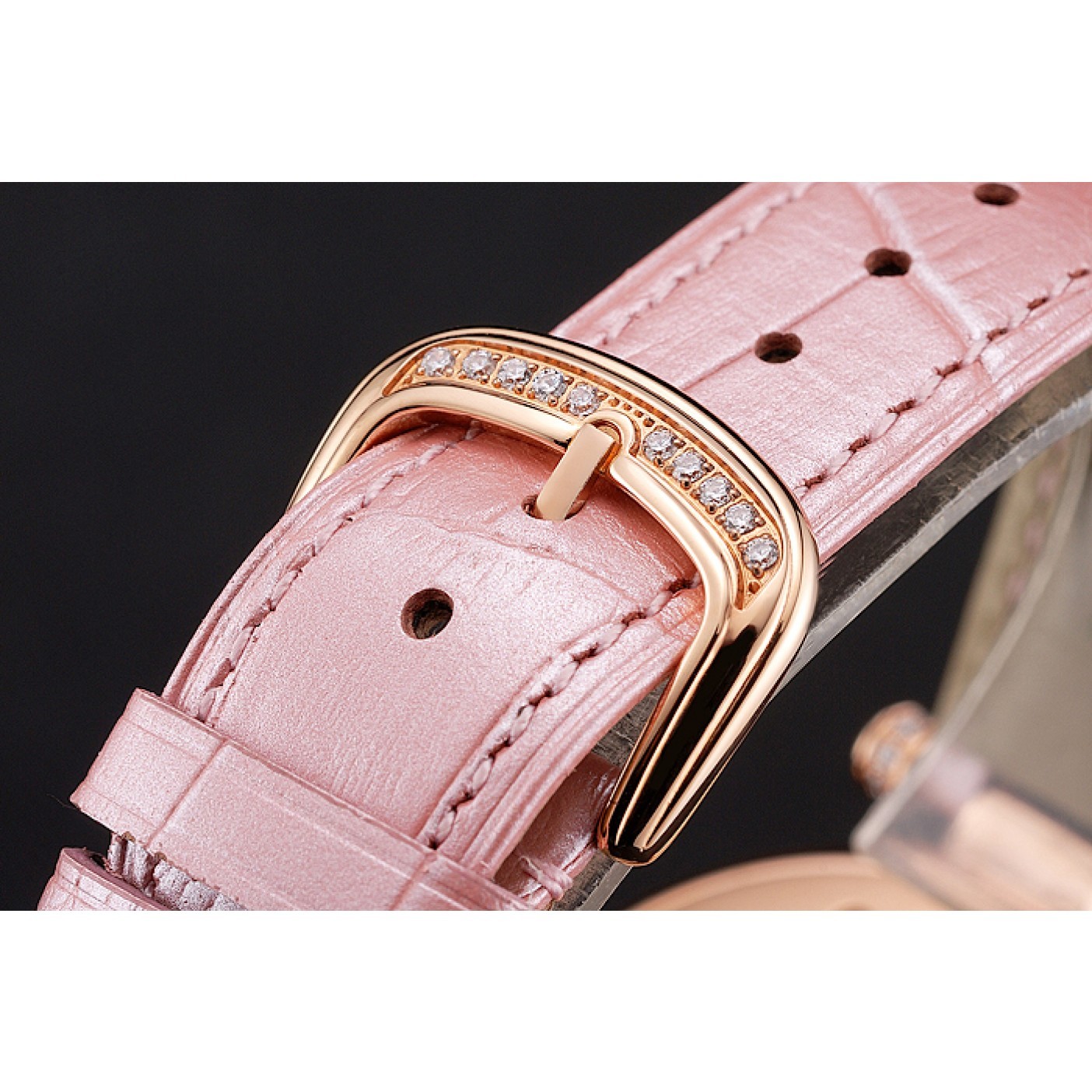 MiroTime Franck Muller Double Mistery Ronde White Dial Rose Gold Case Light Pink Leather Strap