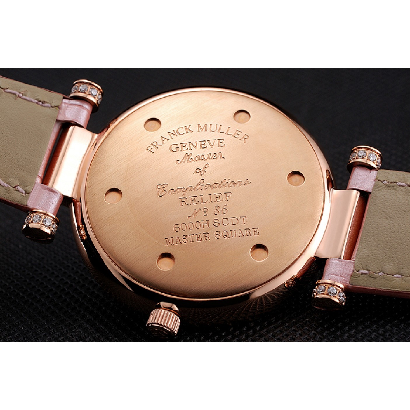 MiroTime Franck Muller Double Mistery Ronde White Dial Rose Gold Case Light Pink Leather Strap