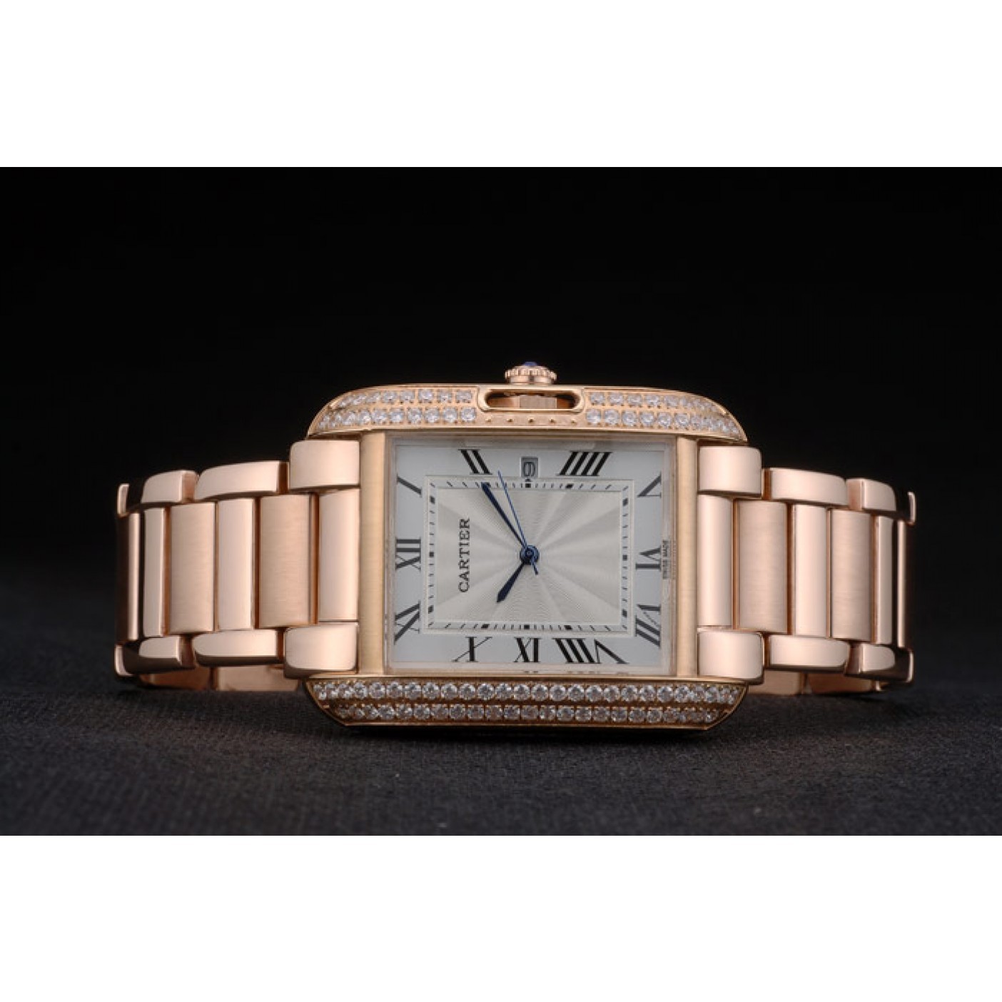 MiroTime Cartier Tank Anglaise 36mm White Dial Diamonds Rose Gold Case Rose Gold Bracelet