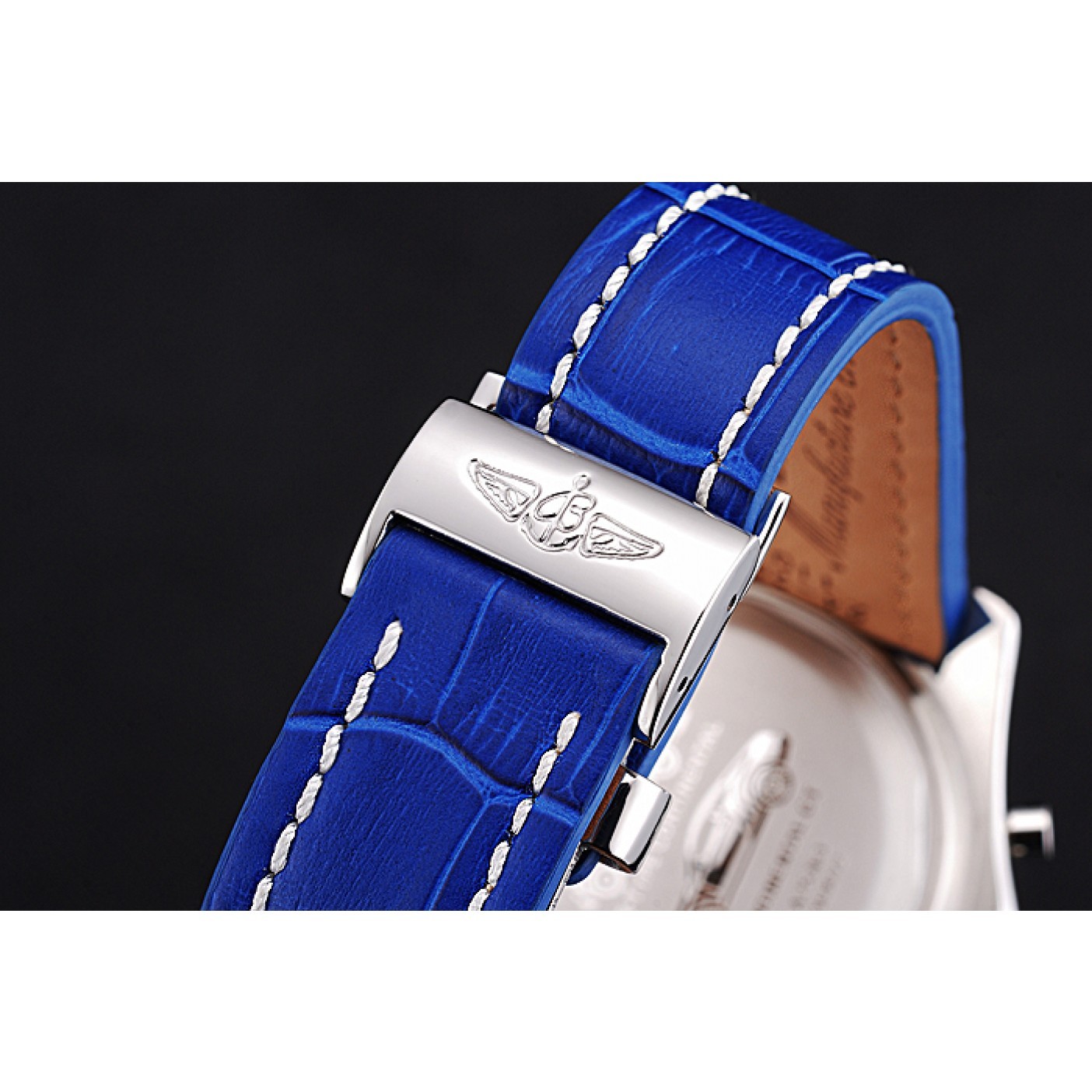 MiroTime Breitling Bentley Mulliner Tourbillon Blue Dial Stainless Steel Case Blue Leather Strap 622726