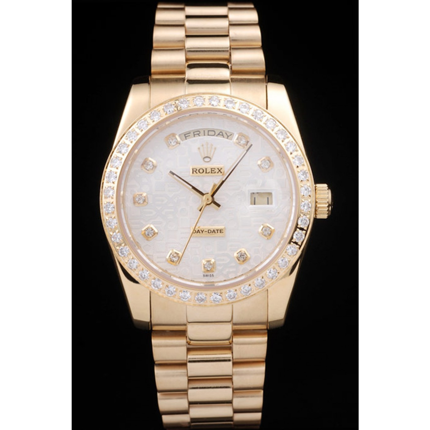 MiroTime Rolex Day-Date 18k Yellow Gold Plated Stainless Steel White Dial
