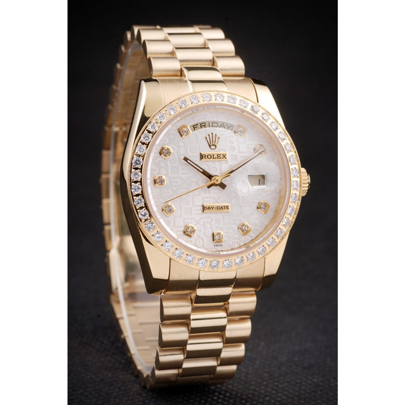MiroTime Rolex Day-Date 18k Yellow Gold Plated Stainless Steel White Dial