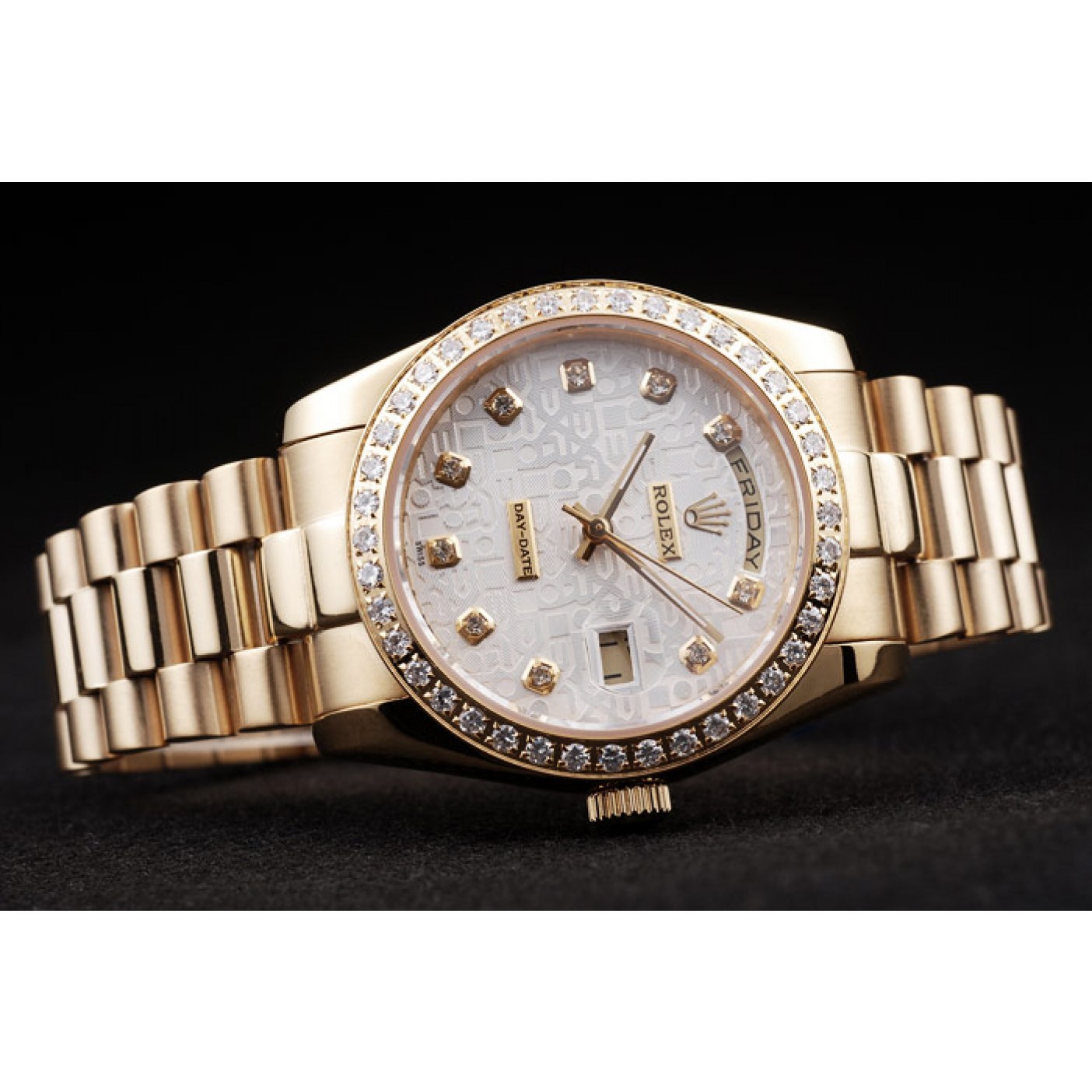 MiroTime Rolex Day-Date 18k Yellow Gold Plated Stainless Steel White Dial