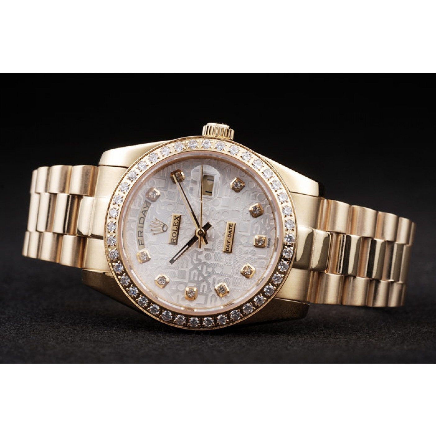 MiroTime Rolex Day-Date 18k Yellow Gold Plated Stainless Steel White Dial