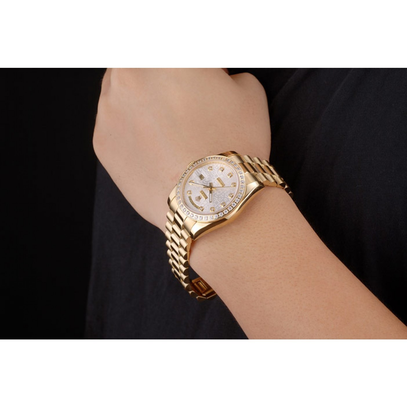 MiroTime Rolex Day-Date 18k Yellow Gold Plated Stainless Steel White Dial