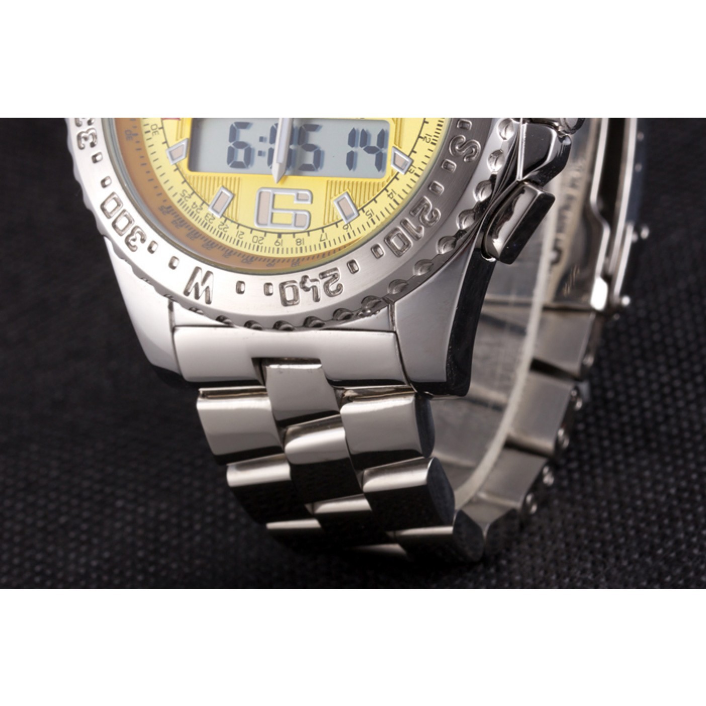MiroTime Breitling Certifie Yellow Dial Stainless Steel Strap Rose Gold Bezel