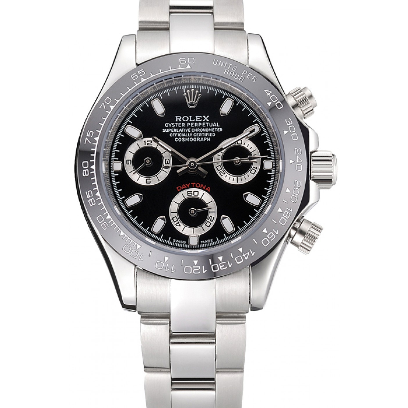 MiroTime Rolex Cosmograph Daytona Stainless Steel Case Black Silver Subdials Stainless Steel 622635