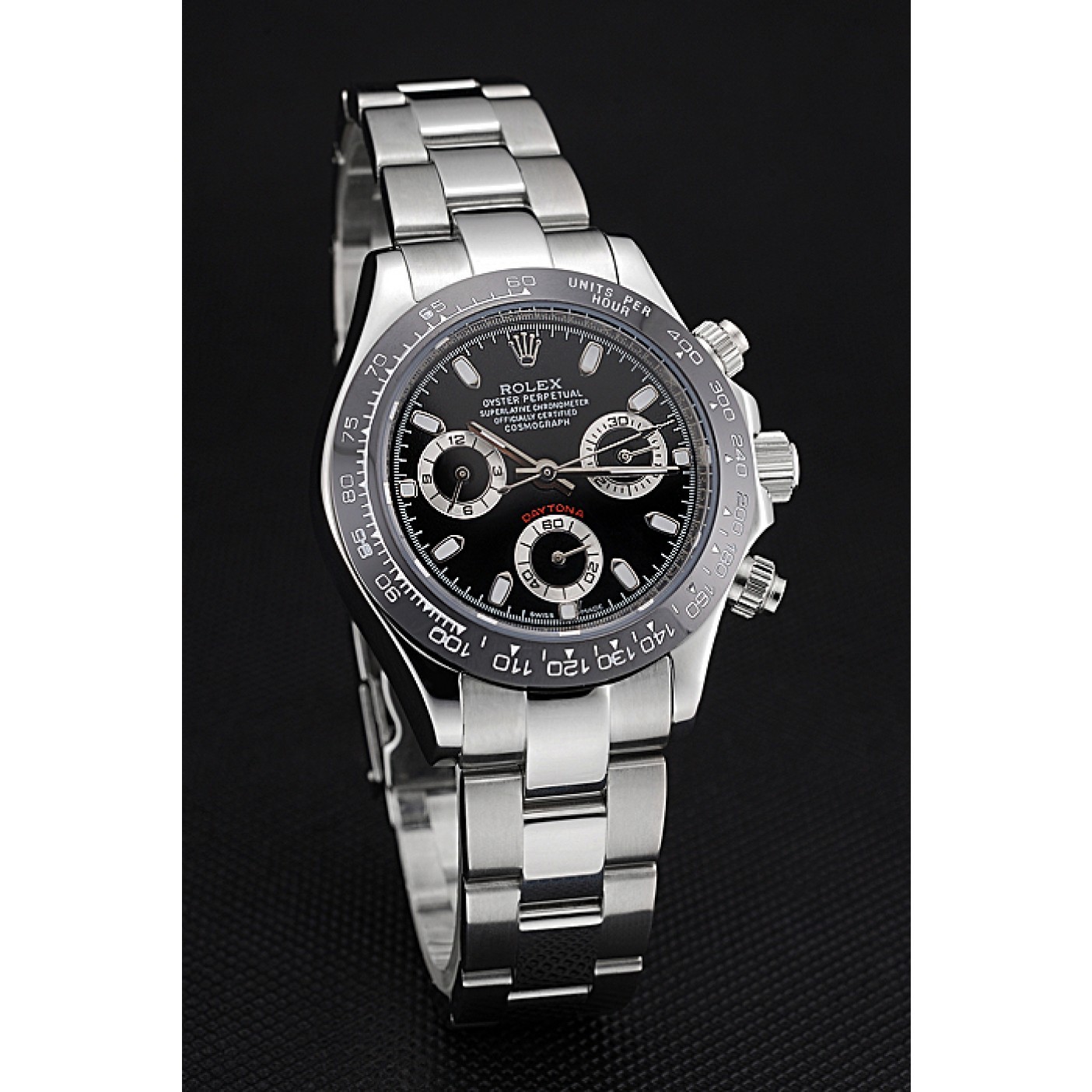 MiroTime Rolex Cosmograph Daytona Stainless Steel Case Black Silver Subdials Stainless Steel 622635