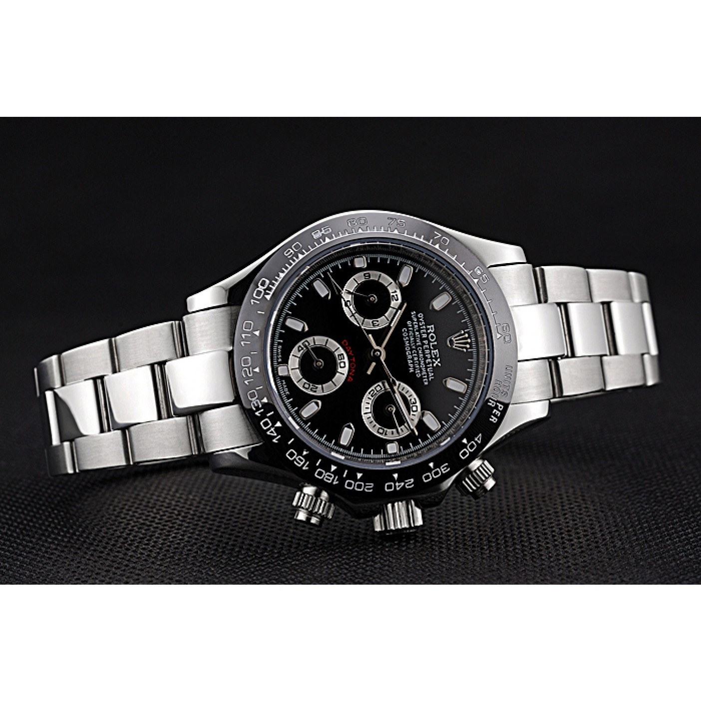 MiroTime Rolex Cosmograph Daytona Stainless Steel Case Black Silver Subdials Stainless Steel 622635