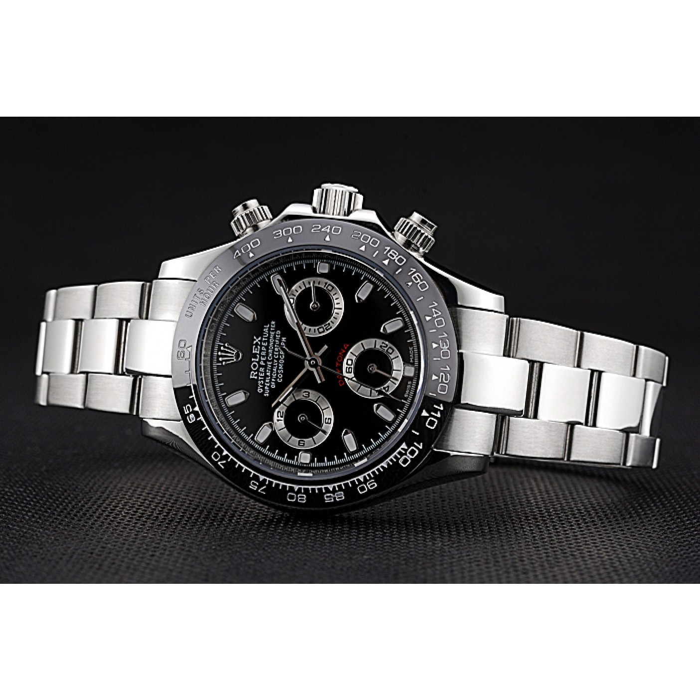 MiroTime Rolex Cosmograph Daytona Stainless Steel Case Black Silver Subdials Stainless Steel 622635