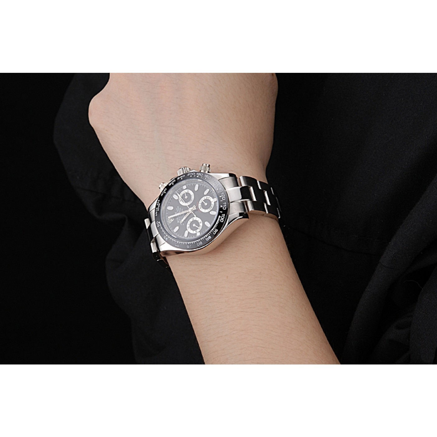MiroTime Rolex Cosmograph Daytona Stainless Steel Case Black Silver Subdials Stainless Steel 622635