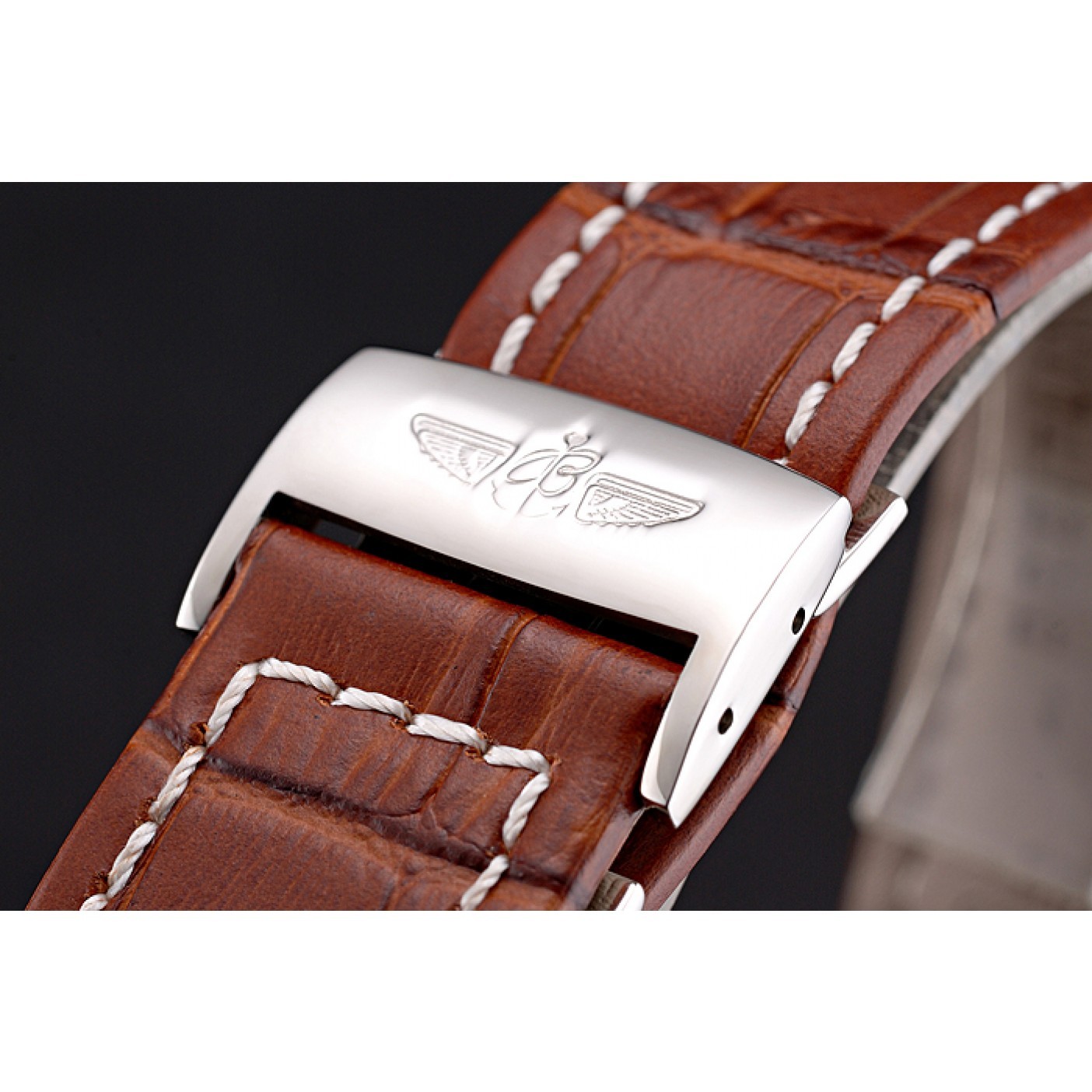 MiroTime Breitling Navitimer World White Dial Brown Leather Bracelet 622514