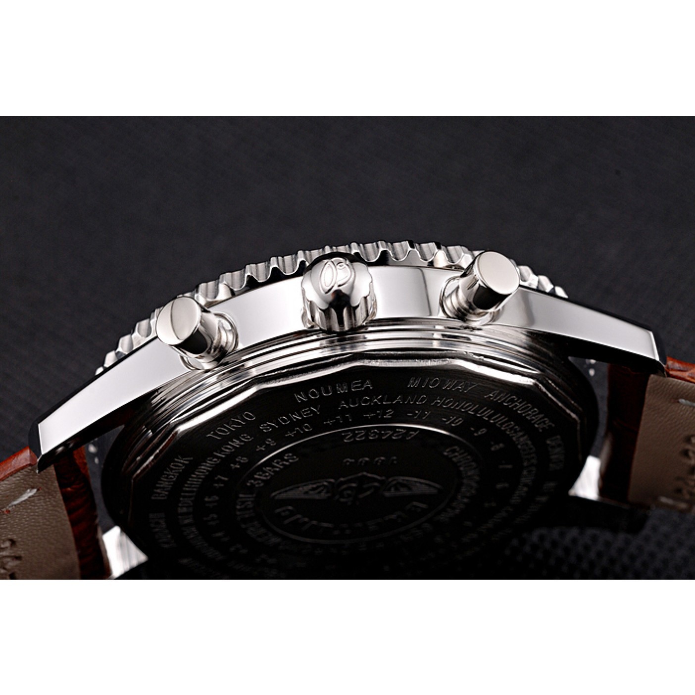 MiroTime Breitling Navitimer World White Dial Brown Leather Bracelet 622514