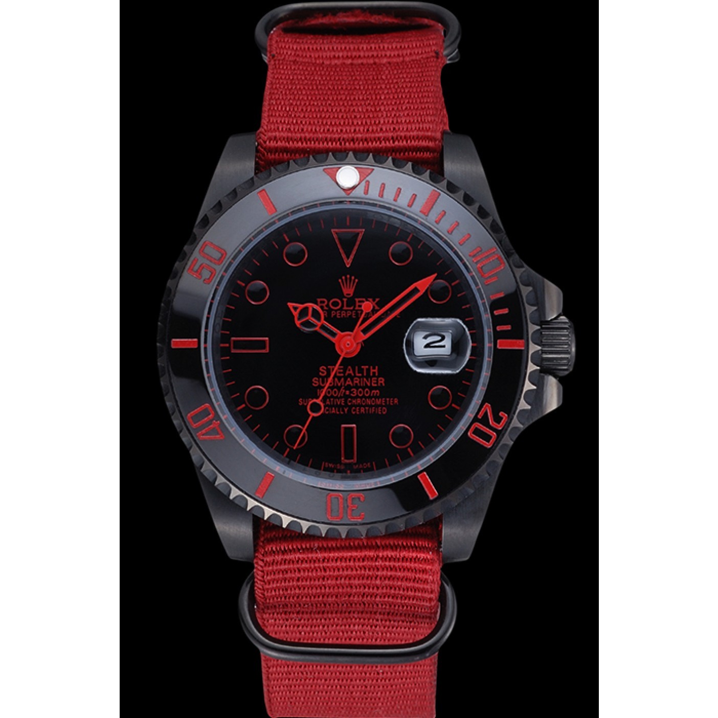 MiroTime Rolex Stealth Submariner Red Nylon Strap 622010