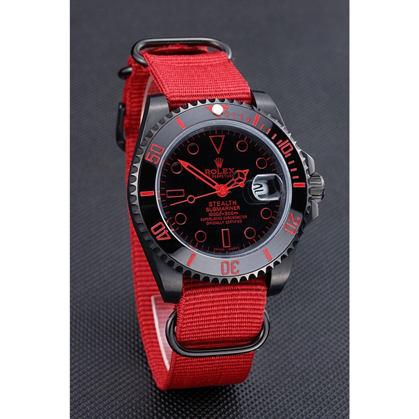 MiroTime Rolex Stealth Submariner Red Nylon Strap 622010