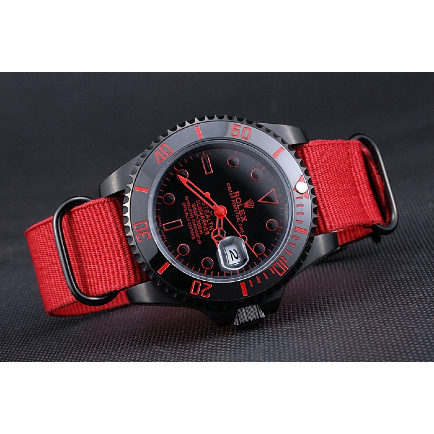 MiroTime Rolex Stealth Submariner Red Nylon Strap 622010