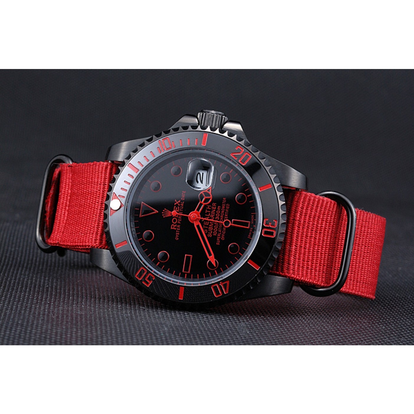 MiroTime Rolex Stealth Submariner Red Nylon Strap 622010