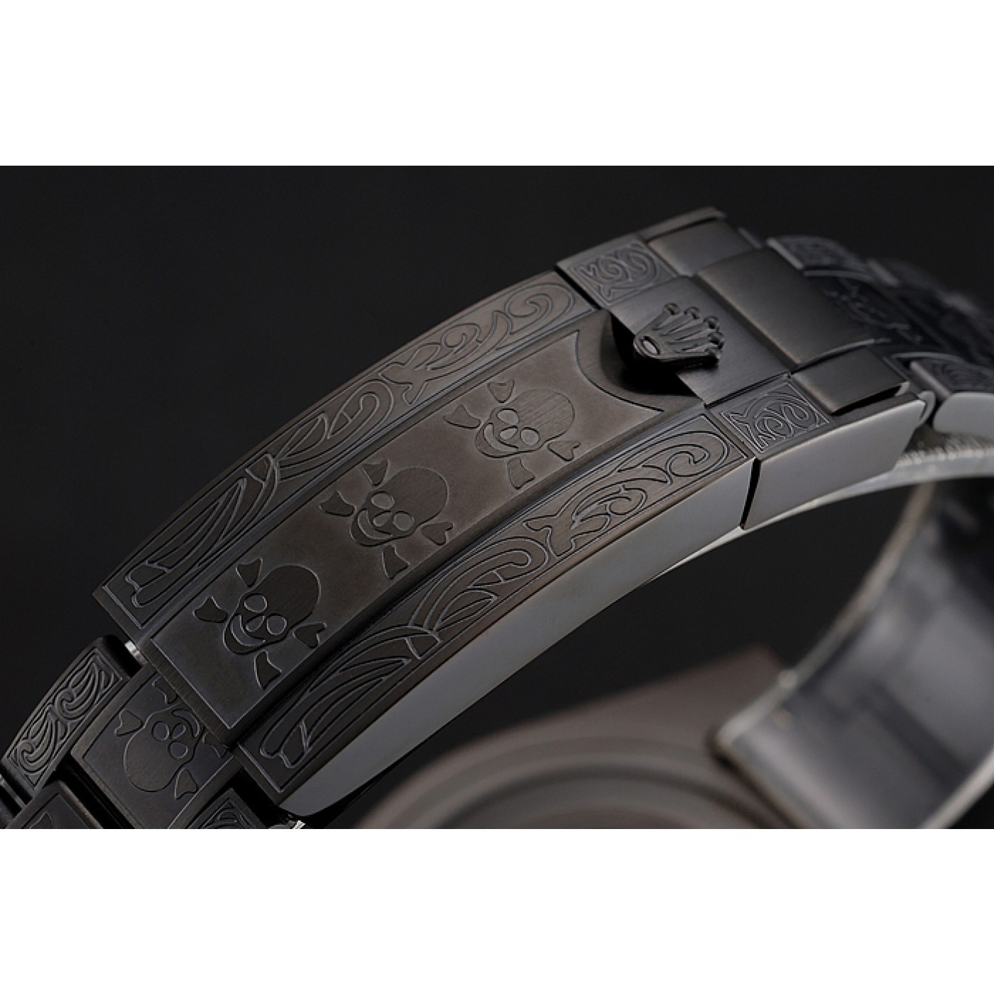 MiroTime Swiss Rolex Submariner Skull Limited Edition Blue Dial All Black Case And Bracelet 1454084