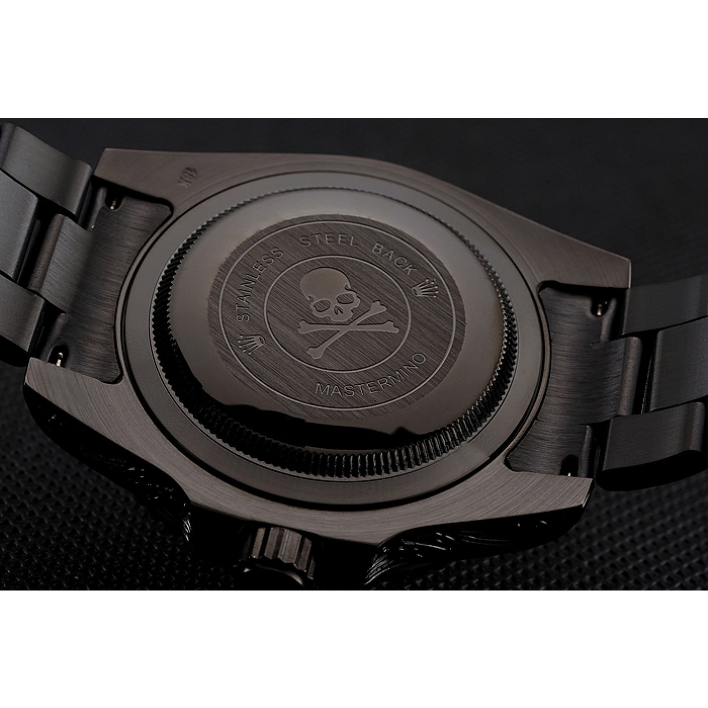 MiroTime Swiss Rolex Submariner Skull Limited Edition Blue Dial All Black Case And Bracelet 1454084