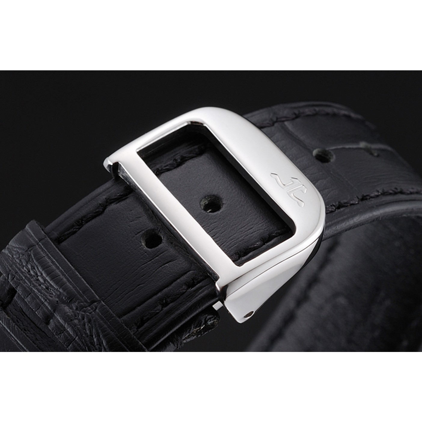 MiroTime Swiss Jaeger LeCoultre Master Ultra Thin Reserve De Marche White Dial Stainless Steel Case Black Leather Strap