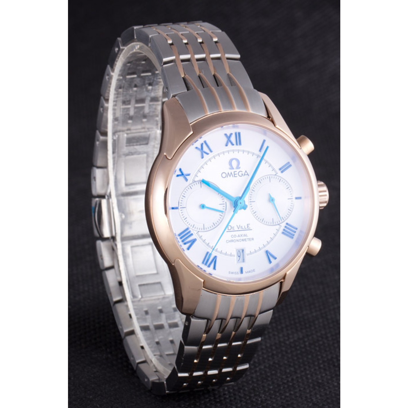 MiroTime Omega DeVille Two Tone Links White Dial om240 621564