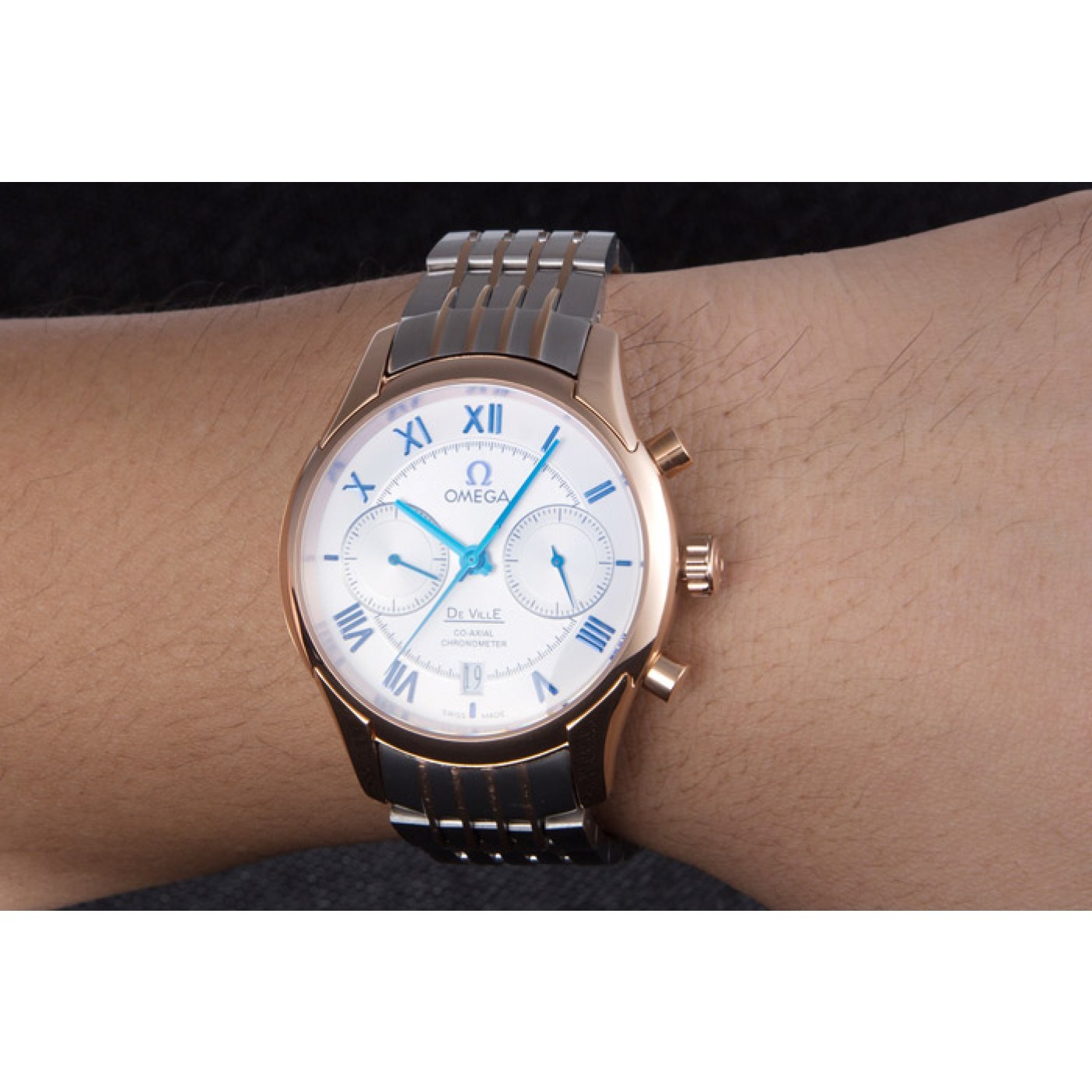 MiroTime Omega DeVille Two Tone Links White Dial om240 621564