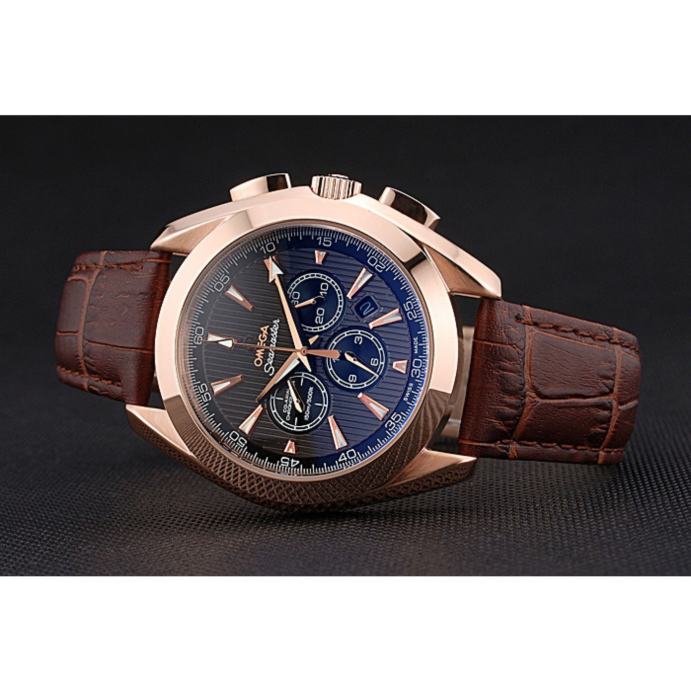 MiroTime Omega Seamaster Aqua Terra Chronograph Teak-Black Dial Brown Leather Bracelet 622531