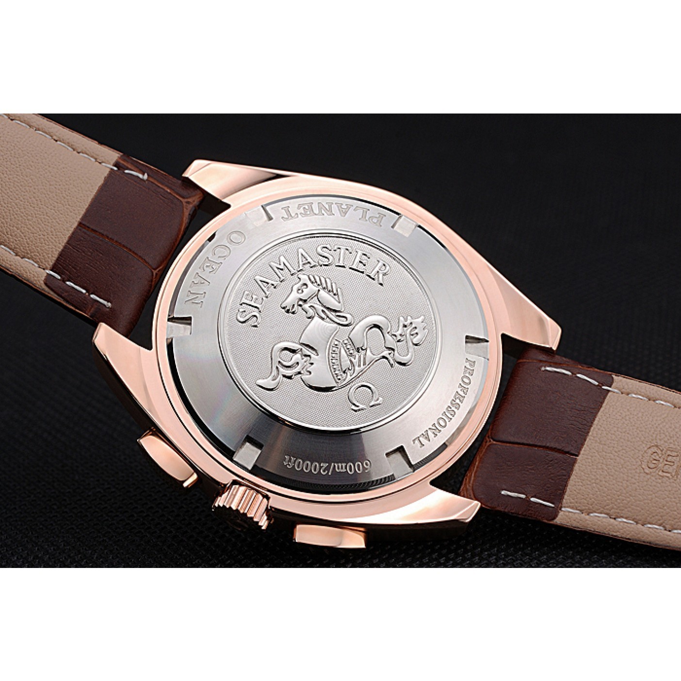 MiroTime Omega Seamaster Aqua Terra Chronograph Teak-Black Dial Brown Leather Bracelet 622531