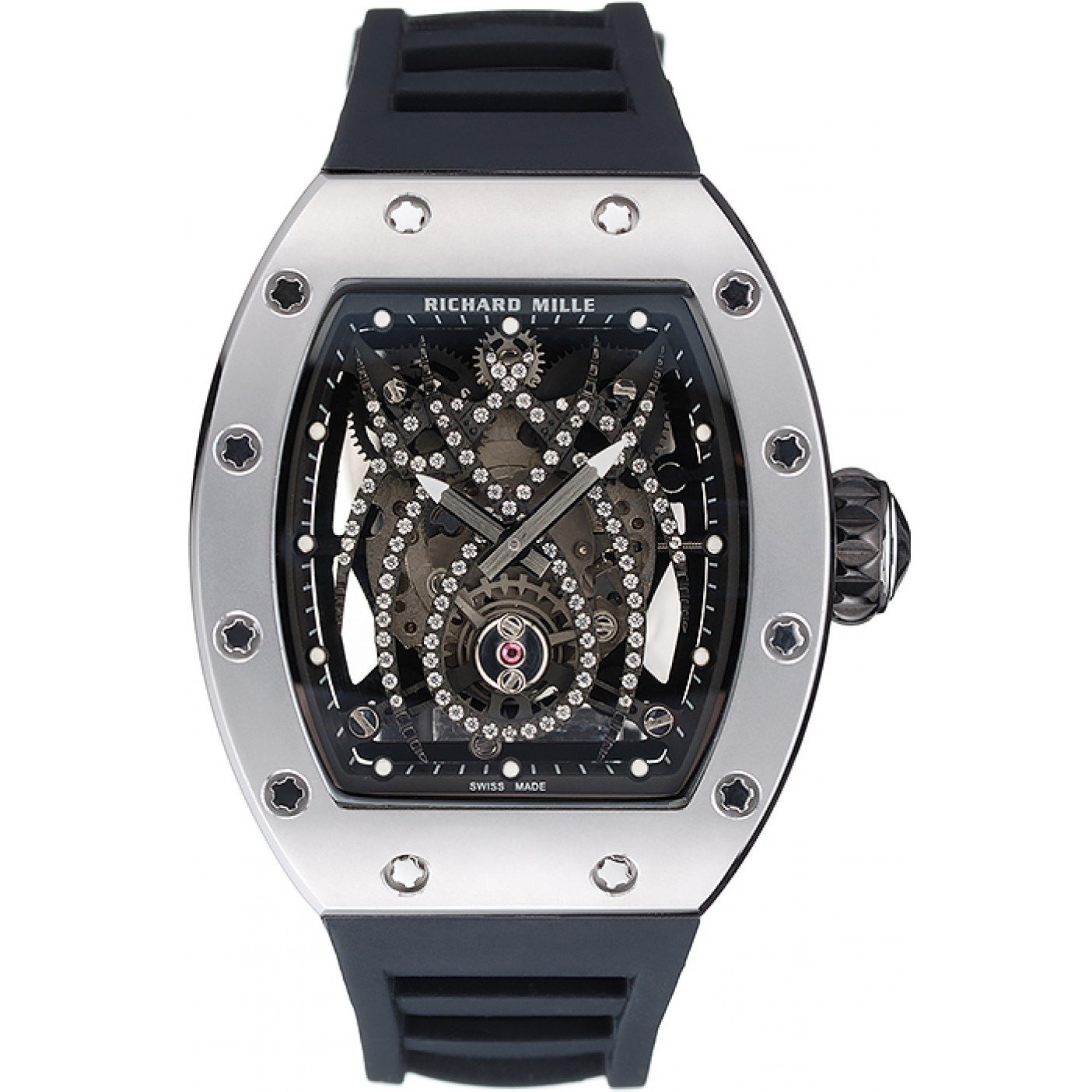MiroTime Richard Mille Tourbillion Spider RM 19-01 Silver Case Black Rubber Bracelet 1454256